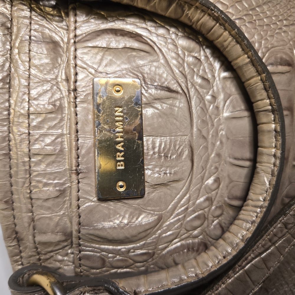 Authentic Brahmin Mini Arno Melbourne Beige Leather Satchel Handbag Shoulder Bag - Picture 10 of 11